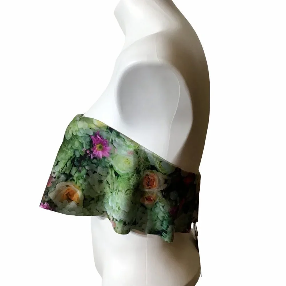 Wildfox Fairy Wall Strapless Flutter Swimsuit Top Womens Multicolor Size 4 NWT